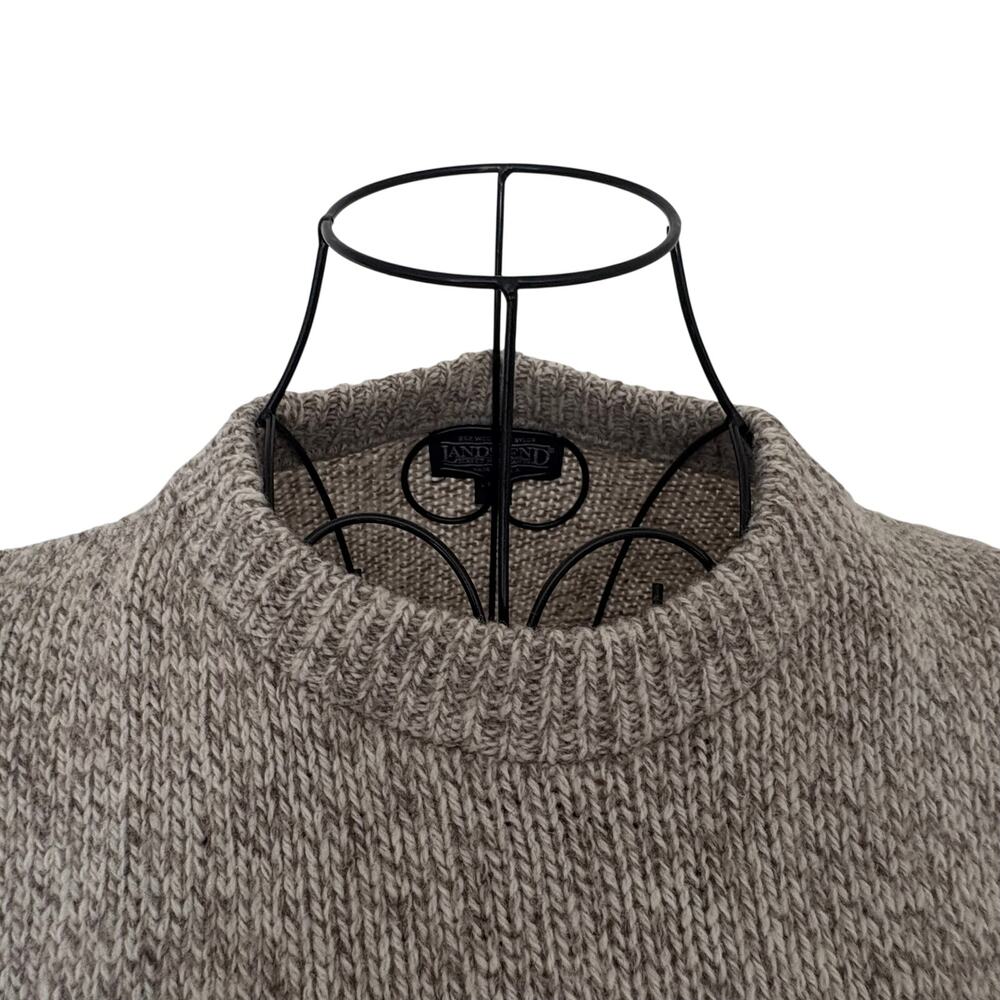 Vintage Y2K Lands End Wool Blend Marled Natural Pullover Sweater Crewneck Preppy - Picture 2 of 8